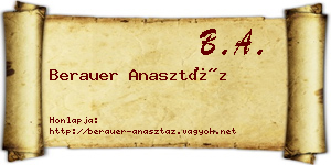 Berauer Anasztáz névjegykártya